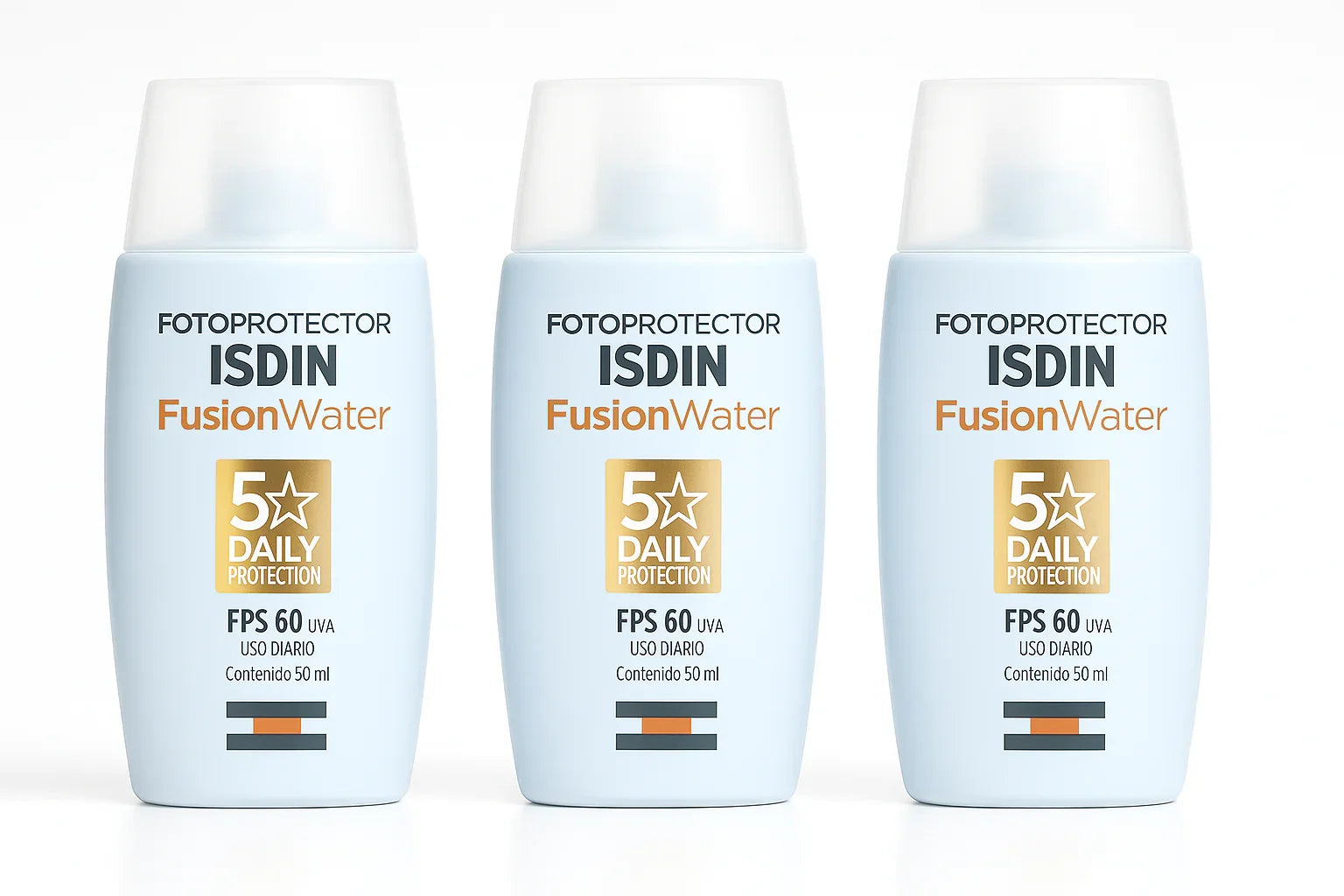 Kit com 3 Unidades Isdin Fusion Water 5 Stars 50ml