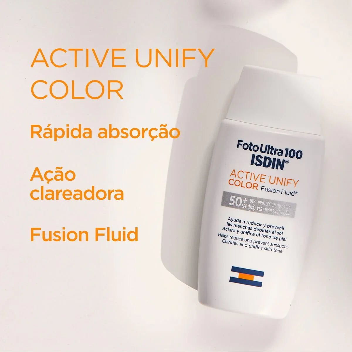 Protetor Solar e Clareador Facial ISDIN Active Unify FPS 99 com cor - 50ml